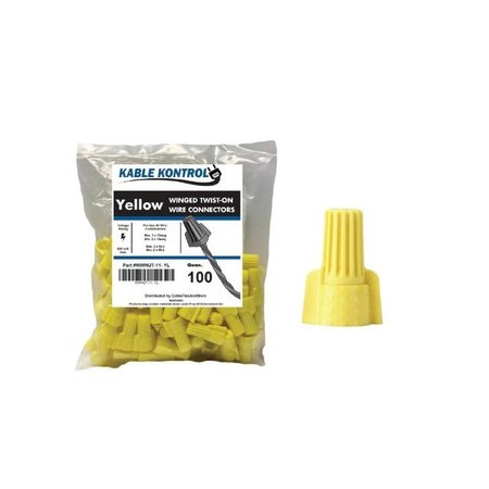 KABLE KONTROL Kable Kontrol® Electrical Wire Connectors Nuts - Winged - Fits Wire 18 - 12 AWG - 100 Pcs - Yellow WWNUT-11-YW-100